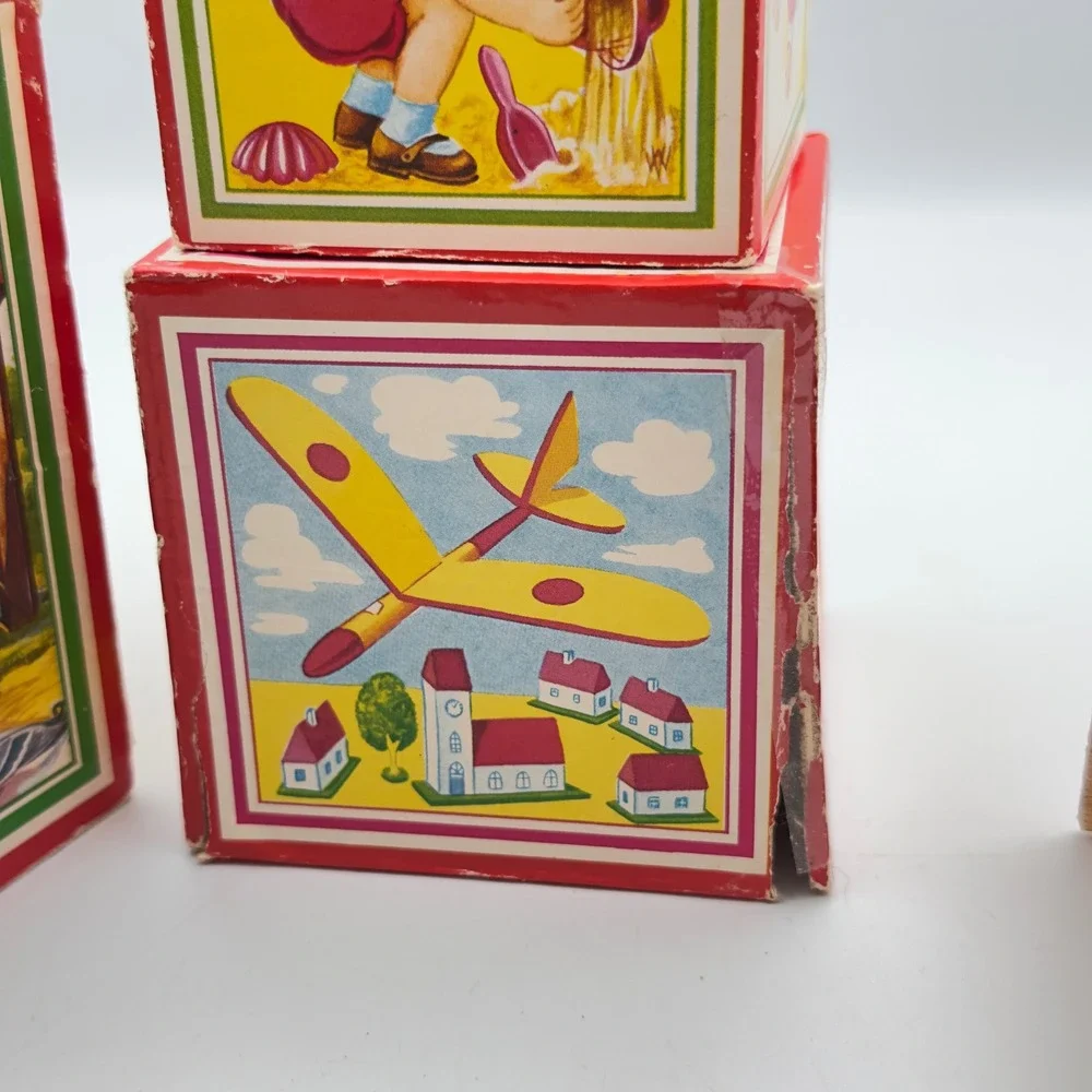 Vintage Mid Century Nesting Stacking Blocks Cardboard Animal Illustrations 9pc‎